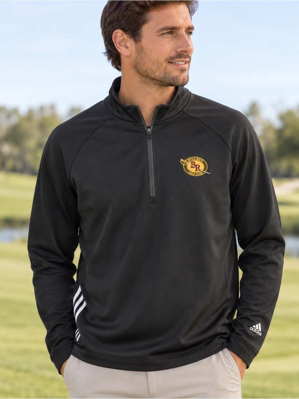 adidas Golf Men’s XL Black Quarter Zip Pullover Bull Run Golf Club